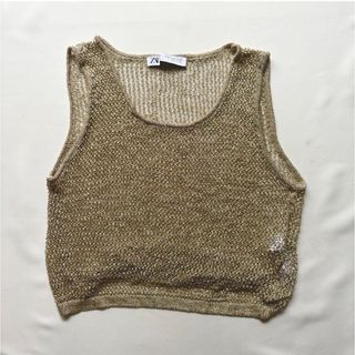 ザラ(ZARA)のZARA ゴールドメッシュタンクトップ(タンクトップ)