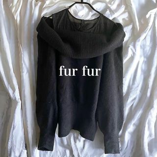 [ファーファー] furfur オフショルレイヤードニット 黒　ブラック　フリー