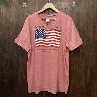 USA古着 OLD NAVY 半袖Tシャツ 星条旗 Lサイズ リメイク ピンク