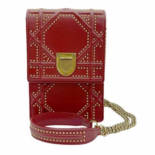 クリスチャンディオール(Christian Dior)のクリスチャンディオール Christian Dior ショルダーバッグ レザー レッド レディース 送料無料【中古】 z0838(ショルダーバッグ)