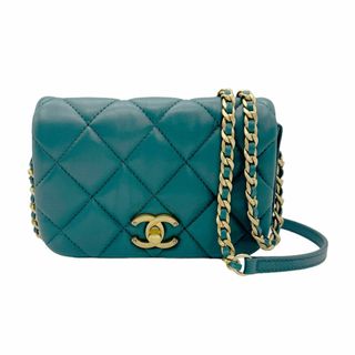 シャネル(CHANEL)のシャネル CHANEL ショルダーバッグ ラムスキン グリーン系 レディース 送料無料【中古】 z0841(ショルダーバッグ)