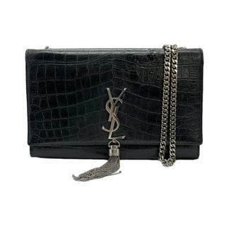 サンローラン(Saint Laurent)のサンローラン SAINT LAURENT 斜め掛けショルダーバッグ 型押しレザー/メタル ブラック/シルバー レディース 送料無料【中古】 z0848(ショルダーバッグ)