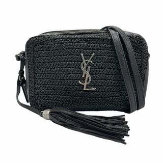 サンローラン(Saint Laurent)のサンローラン SAINT LAURENT 斜め掛けショルダーバッグ ストロー/レザー ブラック シルバー レディース 送料無料【中古】 z0849(ショルダーバッグ)