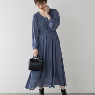 ナチュラルクチュール(natural couture)の【着用1度のみ】ピンタックプリーツお上品ワンピース  (ロングワンピース/マキシワンピース)