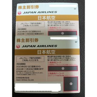 ジャル(ニホンコウクウ)(JAL(日本航空))のJAL 株主割引券  2枚(航空券)