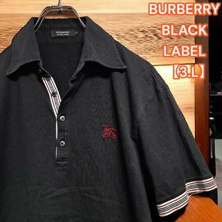 バーバリーブラックレーベル(BURBERRY BLACK LABEL)のBURBERRY BLACK LABEL半袖ポロシャツ ホース 刺繍 黒 L(ポロシャツ)