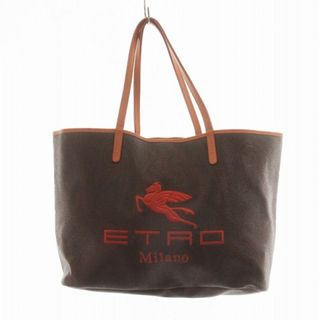 エトロ(ETRO)のエトロ トートバッグ ハンド ショッピング ポーチ付き ペイズリー柄 ロゴ 茶(トートバッグ)