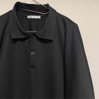 ザラ(ZARA)のzara プリーツ 半袖 ポロシャツ L(ポロシャツ)