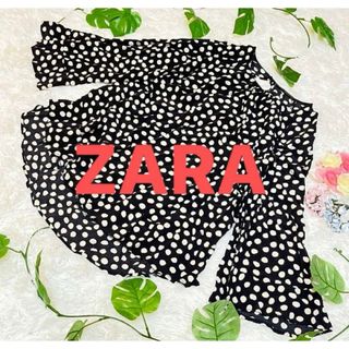 ザラ(ZARA)のZARA ドット　ドルマンスリーブ　チュニック　ブラウス　モノトーン　L(チュニック)