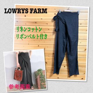 ローリーズファーム(LOWRYS FARM)のLOWRYS FARM リネン パンツ ワイド リボンベルト付き ハイウエストF(カジュアルパンツ)