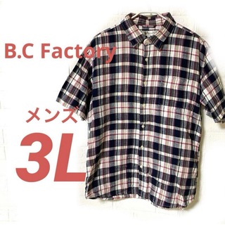 【B.C Factory】   半袖シャツ   3L   メンズ　チェック(シャツ)