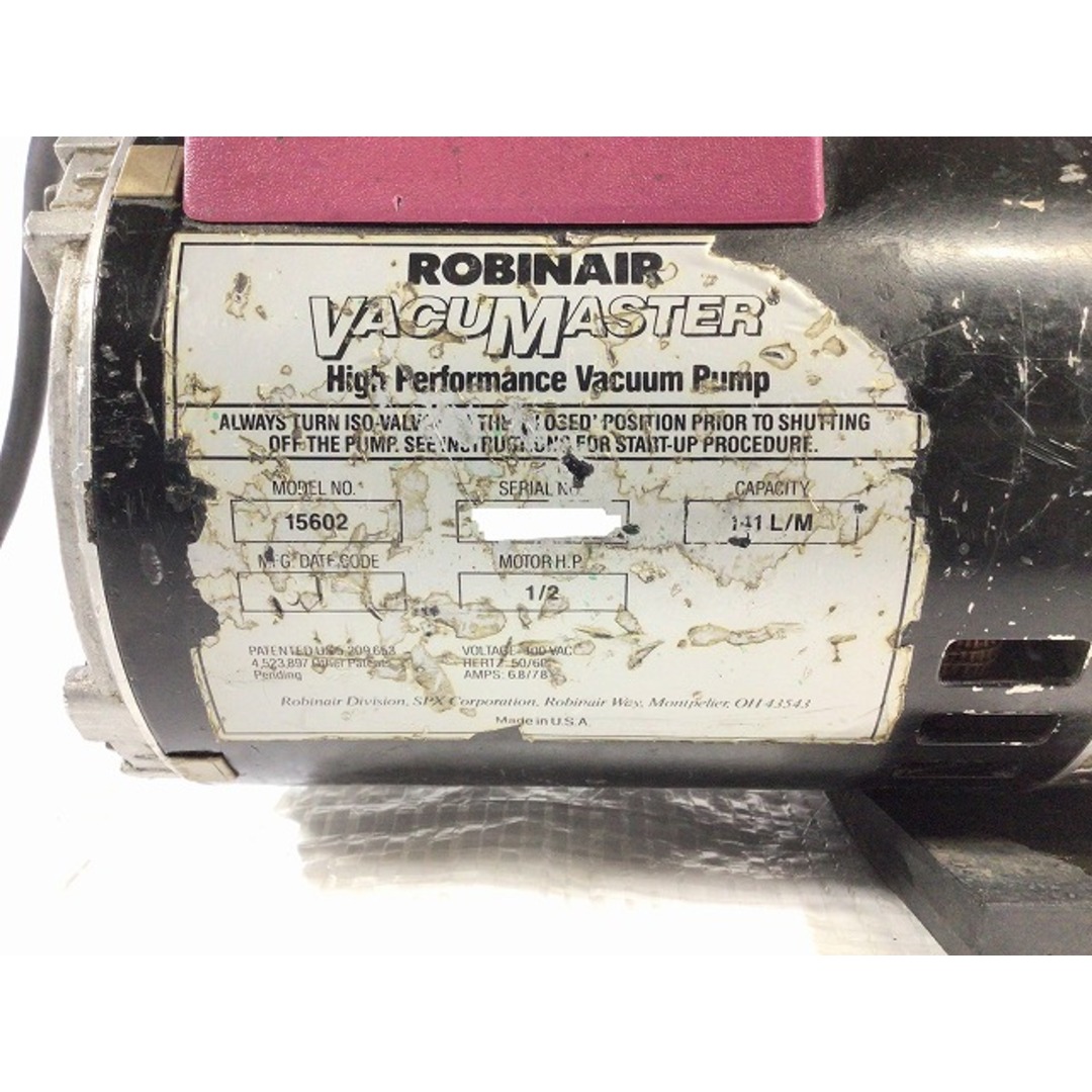 ☆中古品☆ROBINAIR ロビネア 100V 真空ポンプ No.15602 ☆中古品☆ROBINAIR ロビネア 100V 真空ポンプ No.15602