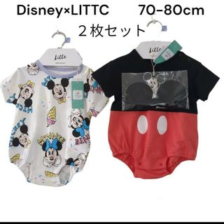 ディズニー(Disney)のディズニー×LITTC　ロンパース２枚セット　70-80cm(ロンパース)