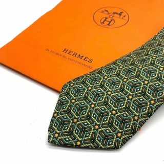 エルメス(Hermes)の希少デザイン✨ エルメス 総柄 ネクタイ 緑 グリーン(ネクタイ)