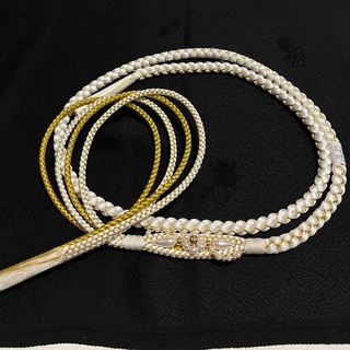 振袖用 帯締め✨帯締め白✨白と金色4本細紐(振袖)