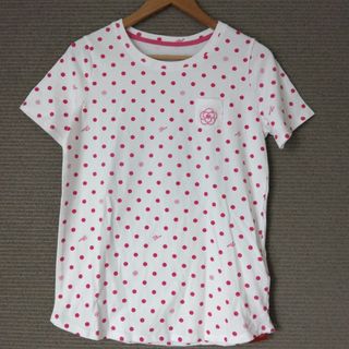 アンドラブ　Tシャツ　&Love　新品　コットン　綿　ドット　ホワイト　ピンク(Tシャツ(半袖/袖なし))