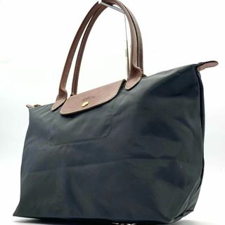 ロンシャン(LONGCHAMP)の美品 ロンシャン プリアージュ トートバッグ グレー レザー ナイロン(トートバッグ)