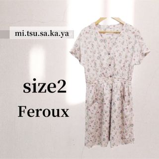 フェルゥ(Feroux)のフェルゥFerouxシャツワンピースミニ丈ワンピース　花柄くすみピンク　春服夏服(ひざ丈ワンピース)