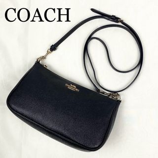 コーチ(COACH)のCOACH ショルダーバッグ　ブラック　レザー　ゴールド金具　ロゴ金具(ショルダーバッグ)