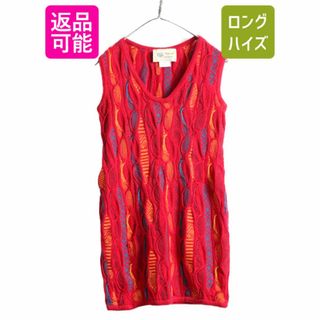 オーストラリア製 COOGI 3D 立体編み コットン ニット ワンピース レディース S / チュニック 総柄 ミニ丈 ワンピ クージー マルチカラー(ミニワンピース)