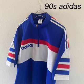 アディダス(adidas)の90sadidasアディダストラックジャケットジャージメンズ半袖ブルー青(ジャージ)