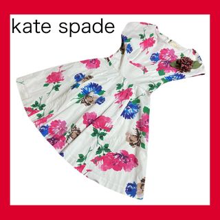 ケイトスペードニューヨーク(kate spade new york)のケイトスペードkate spadeフラワーワンピース白(ひざ丈ワンピース)