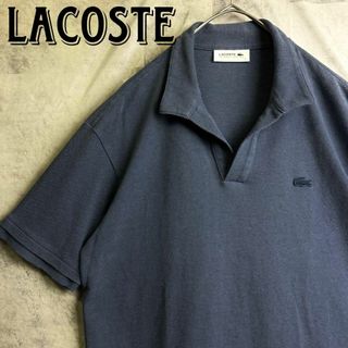 LACOSTE - 美品 ラコステ 鹿子ポロシャツ 半袖 ワンポイント刺繍ロゴ ブルーグレー M