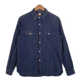 シュガーケーン(Sugar Cane)のSUGAR CANE シュガーケーン ストライプ ワークシャツ ネイビー 長袖 SC25687 Size M(シャツ)