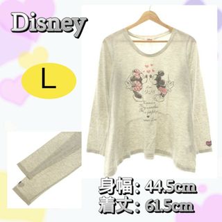 ディズニー(Disney)のディズニー トップス Tシャツ カットソー ミッキー ミニー マウス グレー L(Tシャツ/カットソー(半袖/袖なし))