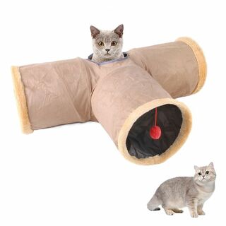 【色: カーキ】YOASONEK 猫用トンネル キャットトンネル 猫のおもちゃ (猫)