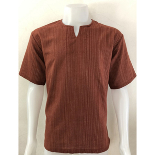 【新品】Lサイズ ブラウン Tシャツ Vネック 半袖 シンプル メンズ(Tシャツ/カットソー(半袖/袖なし))
