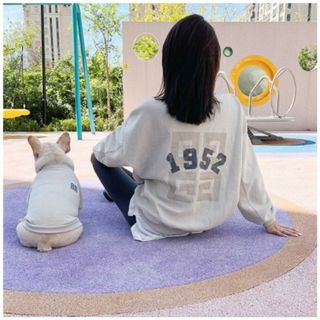 犬 服 お揃い コーデ ペアルック 大き目 トレーナー L フリーサイズ 親子 (犬)