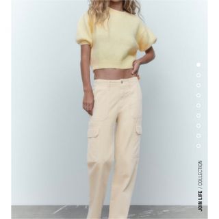 ザラ(ZARA)のZARA   ソフトタッチニットセーター　イエロー(ニット/セーター)