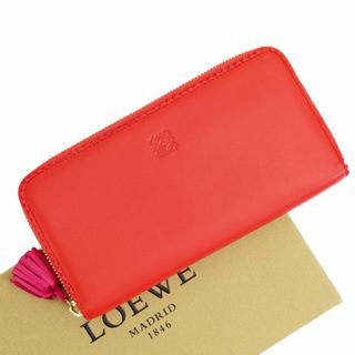 LOEWE - ロエベ LOEWE ラウンドファスナー長財布 アナグラム タッセル レザー レッド/マゼンタ レディース 送料無料【中古】 w0247a