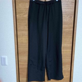 【美品・一度のみ着用】ワイドパンツ　レース　黒(カジュアルパンツ)