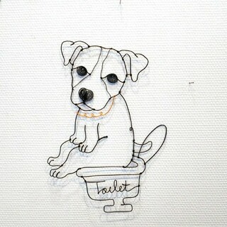 おトイレしているジャックラッセルテリアのワイヤーアート◎愛犬を癒しのインテリアに