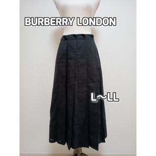 BURBERRY - バーバリーロンドン　プリーツロングスカート　ブラック　コットン　L〜LL