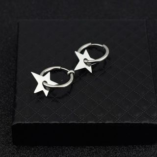 ピアス　アクセサリー　シルバー　片耳　星　フープ　ユニセックス　シンプル　華奢(ピアス(片耳用))