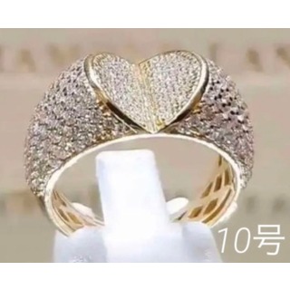 【美品】リング 　指輪 　太め　キラキラ　ゴールド　10号　 プレゼント　韓国(リング(指輪))