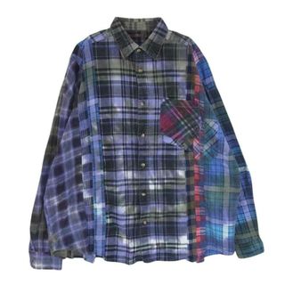 ニードルス(Needles)のNeedles ニードルス KP272 Rebuild by Needles Flannel Shirt 7Cut リビルドバイニードルズ 再構築 タイダイ ネルシャツ 長袖 チェック シャツ パープル系 サイズ表記無【中古】(シャツ)