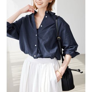 スローブイエナ(SLOBE IENA)のSLOBE IENA  European Linen レギュラーシャツ ネイビー(シャツ/ブラウス(長袖/七分))