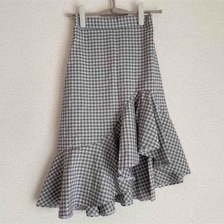 ★ 美品　フリル切り替えチェックスカート★(ひざ丈スカート)