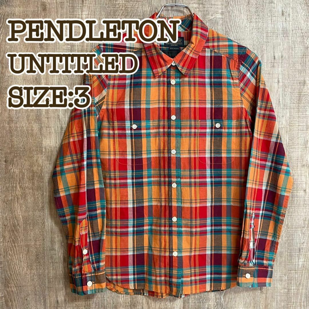 UNTITLED(アンタイトル)のUNTITLED×PENDLETON アンタイトル　チェックシャツ　オレンジ系3 レディースのトップス(シャツ/ブラウス(長袖/七分))の商品写真