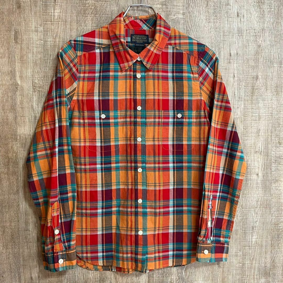 UNTITLED(アンタイトル)のUNTITLED×PENDLETON アンタイトル　チェックシャツ　オレンジ系3 レディースのトップス(シャツ/ブラウス(長袖/七分))の商品写真