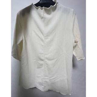 トップス　透け感あり　シースルー　半袖　ホワイト　クリーム(Tシャツ(半袖/袖なし))