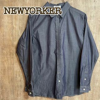 NEWYORKER ニューヨーカー　シャツ　ブルーグレー　比翼仕立て