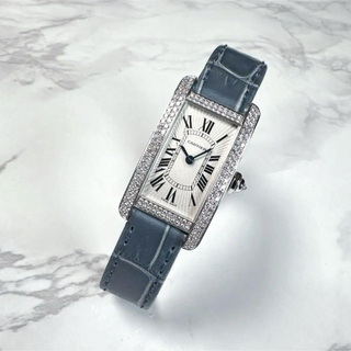 カルティエ(Cartier)のCartier タンクアメリカンSM  WG 純正ダイヤモンドベゼル(腕時計)