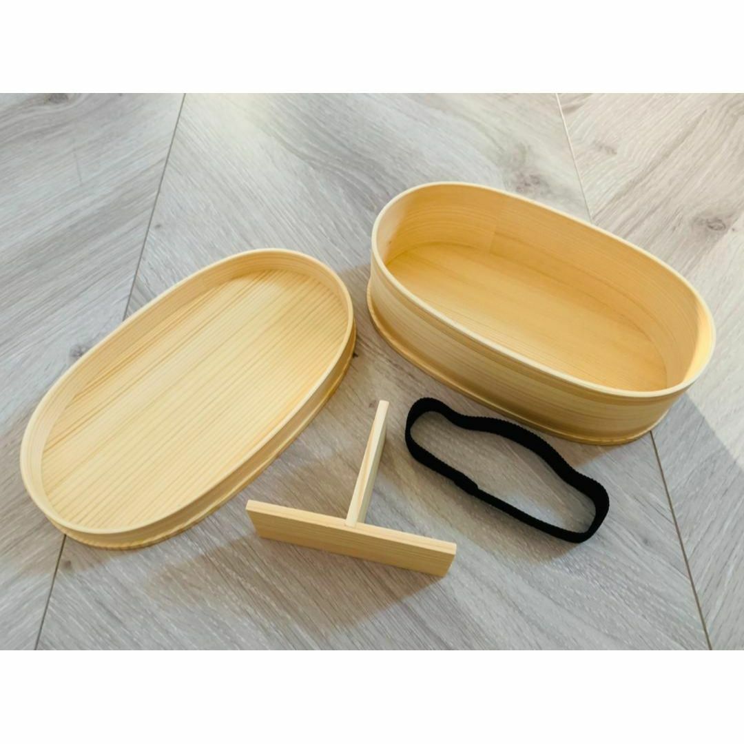 新発売！大人気　新品 曲げわっぱ弁当 伝統工芸 お弁当箱 曲げわっぱお弁当箱白木 インテリア/住まい/日用品のキッチン/食器(弁当用品)の商品写真