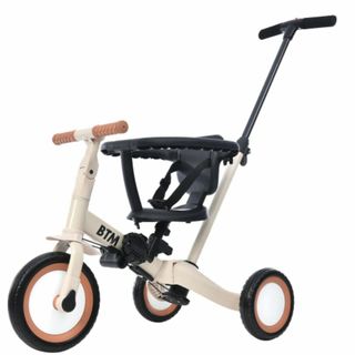 【色:ベージュ_スタイル:4in1】BTM 子供用三輪車 4in1 ベビーカー (その他)