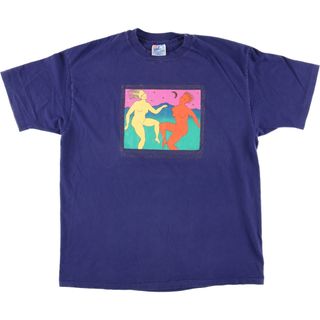 ヘインズ(Hanes)の古着 90年代 ヘインズ Hanes BEEFY-T 青タグ アートTシャツ USA製 メンズXL ヴィンテージ /eaa446468(Tシャツ/カットソー(半袖/袖なし))